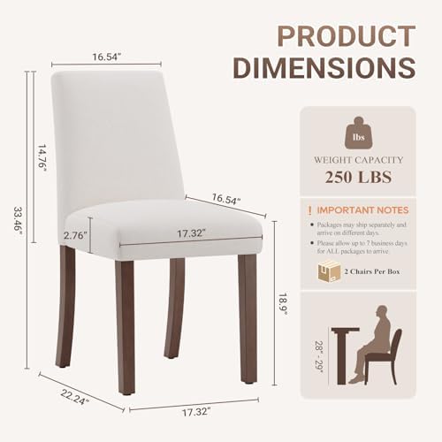 MALOL Modern Dining Chairs Set of 4, Upholstered Kitchen Chairs with High Bac...