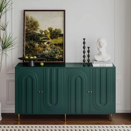 60" Modern Sideboard Buffet Accent Cabinet with Shelves Green