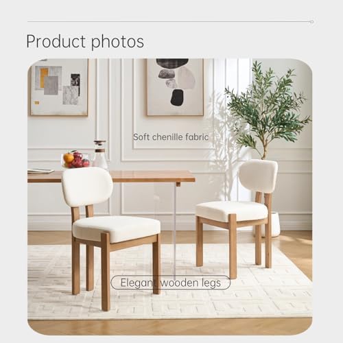 Modern 5-Piece Dining Table Set with 4 Chairs,Oak Round MDF Dining Table, Bei...