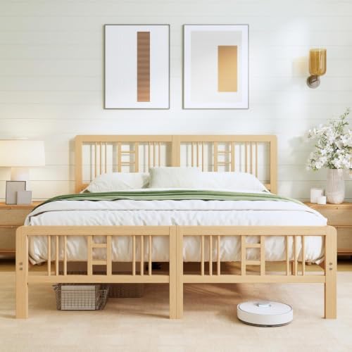 ZIYOO 10 Inch King Bamboo Bed Frame with Headboard, Modern Minimalist
