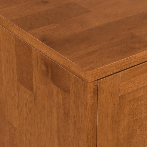 SIMPLIHOME Harper 30" Solid Wood Cabinet in Teak Brown