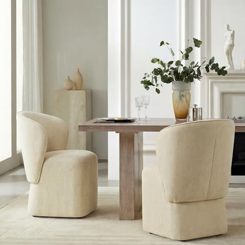 KISLOT Upholstered Dining Chairs with Wheels, Easy Assembly Stain Resistant F...