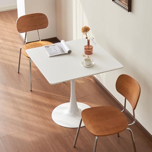 Square Dining Tulip Table for 4, Mid-Century Modern Table with Sturdy Metal P...