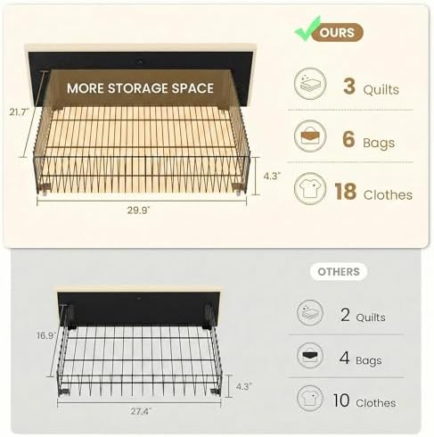 SHA CERLIN King Size Platform Bed Frame with 4 Storage Drawers