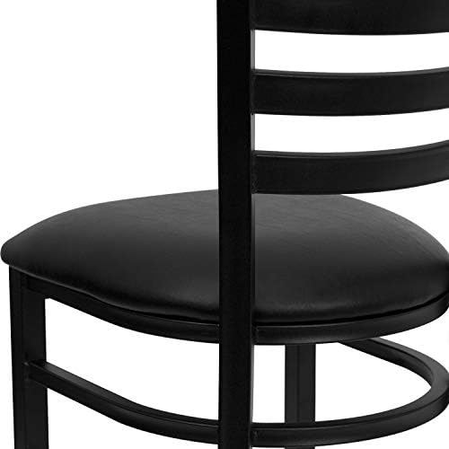 Flash Furniture HERCULES Series Black Ladder Back Metal Restaurant Chair - Bl...
