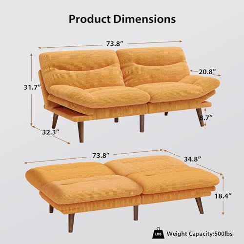 Pipishell Futon Sofa Bed, Modern 66" Futon Couch Convertible to Bed &amp...
