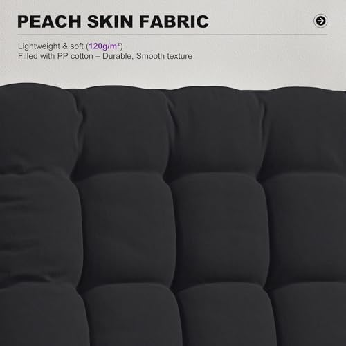 PURPLE LEAF Outdoor Reclining Chair Oversized Removable Cushion, Black | Extra-wide seat, Adjustable head pillow, UV protected textilene, Reclining backrest, Removable cushions, 120gsm peach skin