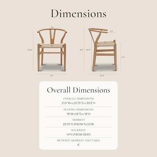 POLY & BARK Weave Dining Chair – Mid-Century Modern Wishbone Dining Chair...