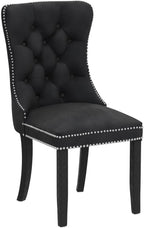 KCC Velvet Dining Chairs Set of 4, Upholstered High-end Tufted Dining Room Chair with Nailhead Back Ring Pull Trim Solid Wood Legs, Nikki Collection Modern Style for Kitchen, Black