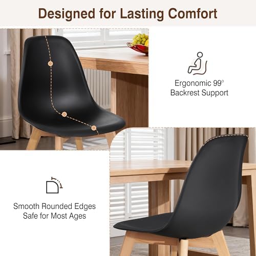 VECELO Dining Chairs Set of 4, Mid-Century Modern Kitchen & Dining Room C...