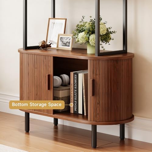 ComfyCorner 4 Tier Bookshelf with Cabinet, 71" Tall Display Bookcase Walnut