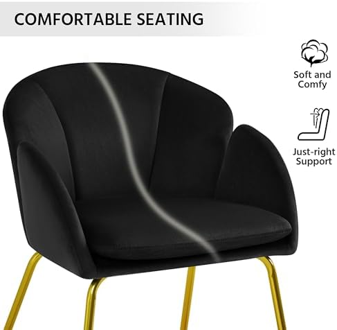 Yaheetech Flower Shape Vanity Chair with Petal Armrests, Black