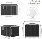 9 * 6 FT Metal Garden Storage Sheds for Patio Backyard Tools House Storage Shed with One Window (9.5 x6.7 FT)