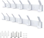 2 Pack Coat Rack Wall Mount,17.3 in Wall Hooks for Hanging, Coat Hanger Wall Mount Towel Rack Hat Rack for Wall with 12 Hooks for Entryway, Bedroom, Bathroom (White)