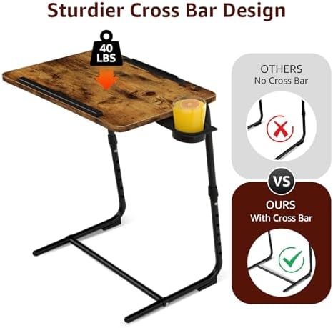 TV Trays Set of 4 - Folding TV Tray Adjustable Dinner Trays for Eating On Cou...