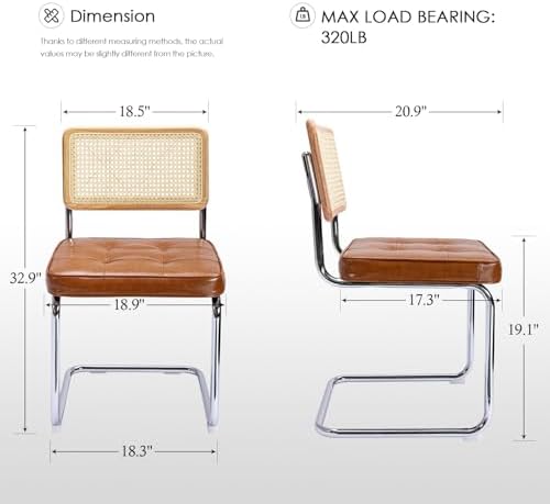 Zesthouse Natural Rattan Dining Chairs Set of 4, Modern Cesca Kitchen Chair