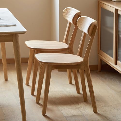 YESWOOD Oak Dining Chairs, 100% Solid Wood Kitchen Chairs with Curved Backres...