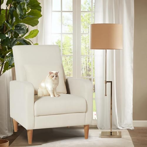 COLAMY Mid-Century Modern Upholstered Accent Chair with Back Pillow & Sol...