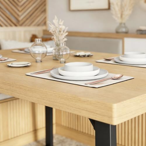 Brafab 63" Corner Dining Table Set with Hidden Storage, Natural