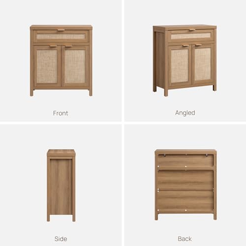 SICOTAS Sideboard Buffet Cabinet Set of 3, Rattan Credenza Storage Cabinet