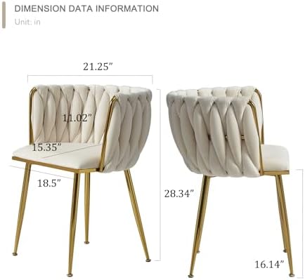 Dining Chairs, Beige Velvet Dining Chairs Set of 4