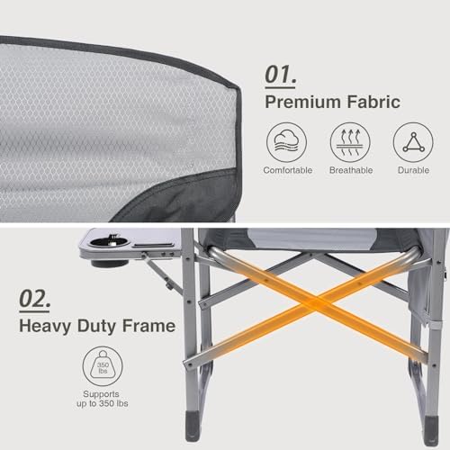 EVER ADVANCED Lightweight Aluminum Director Camping Chair, 350 lb Capacity