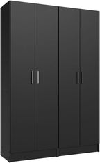 Madesa Kitchen Set 2 Pantry Storage Cabinet with 10 Utility Shelves 47" L Wooden Organization Unit for Kitchen (Black)