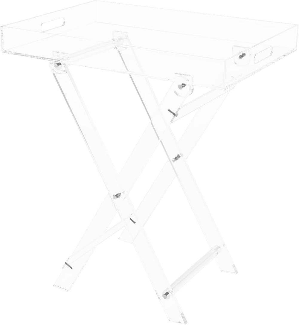 Clear Acrylic Folding Tray Table, Modern Side End Table with Handles,Kitchen ...