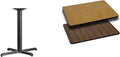 Flash Furniture Beverly 23.75" x 30" Restaurant Table X-Base with 3" Dia. Table Height Column & Glenbrook 30'' x 42'' Rectangular Table Top with Natural or Walnut Reversible Laminate Top