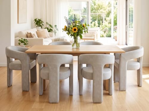 RIVOVA Modern Barrel Dining Chairs Set of 6, PU Leather Upholstered Accent Si...