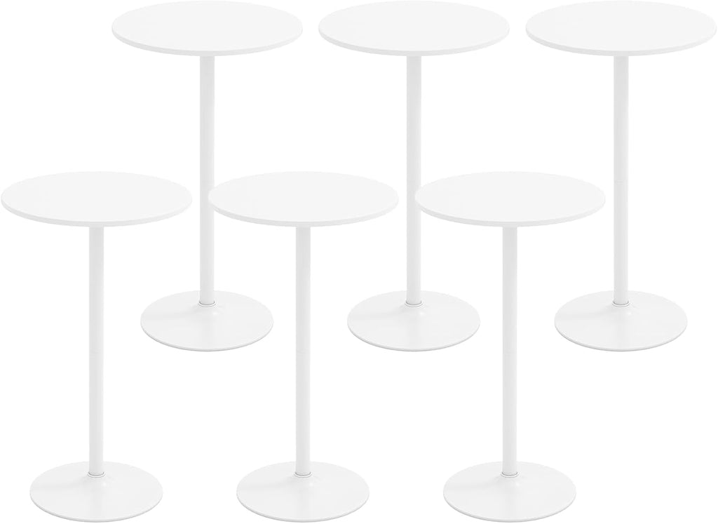 Giantex 6-Pack 2-in-1 Bar Table with Detachable Pole, Metal Base, 24" Round Top, 40"/22" Two Convertible Height, Cocktail Pub Table for Bistro, Dining Room, Restaurant, Kitchen, White