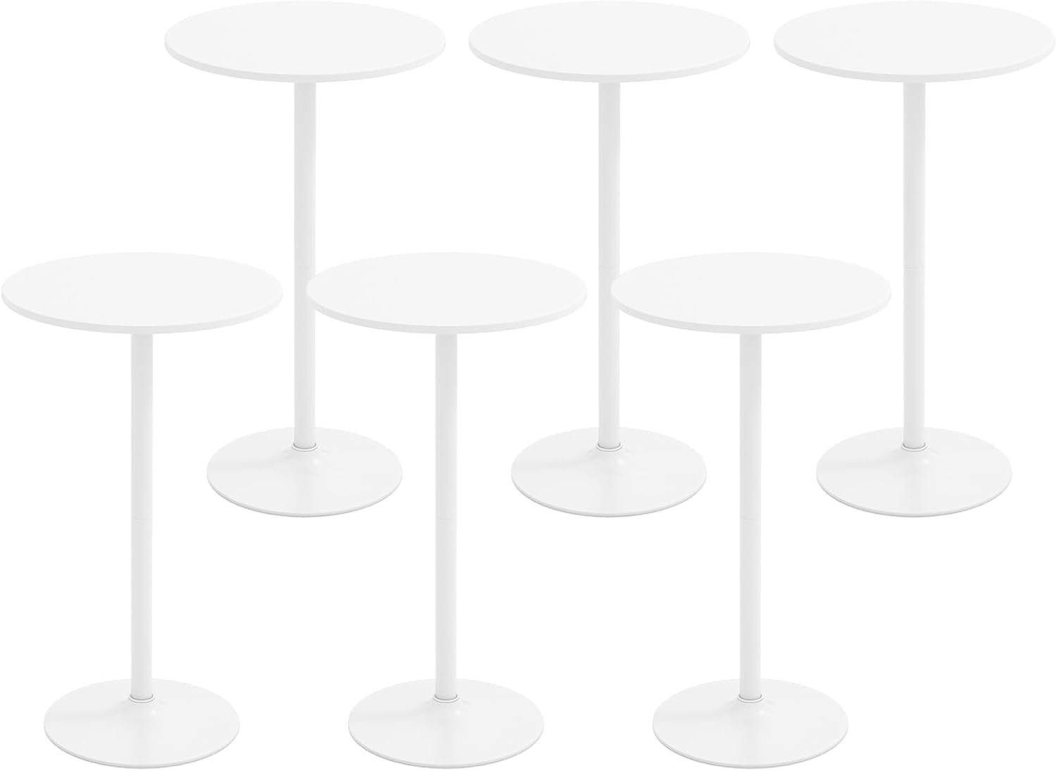 Giantex 6-Pack 2-in-1 Bar Table with Detachable Pole, Metal Base, 24" Round Top, 40"/22" Two Convertible Height, Cocktail Pub Table for Bistro, Dining Room, Restaurant, Kitchen, White