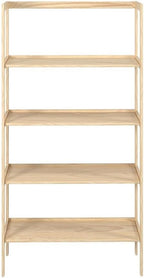 Pemberly Row Modern Solid Wood 4-Shelves Folding Bookcase/Pantry in Unfinished