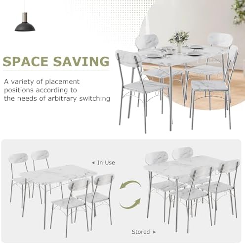 VECELO Dining Table Set for 4, 5-Piece Kitchen Table with 4 Chairs, MDF Board...