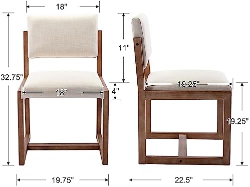 DUOMAY Mid-Century Linen Dining Chairs Set of 6, Beige