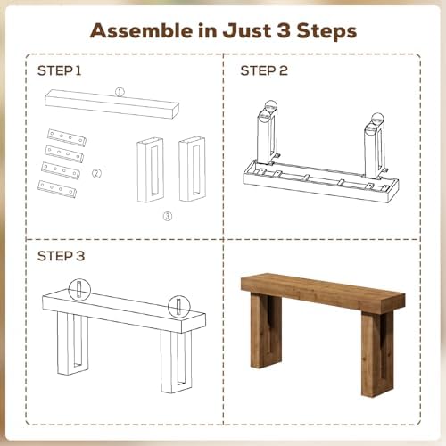 HOKYHOKY Solid Wood Entryway Table, 59-Inch Long Farmhouse Console Tables | R...