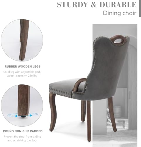 SoarFlash Velvet Dining Chair Set of 6, Solid Wood Handles, Upholstered Tufte...