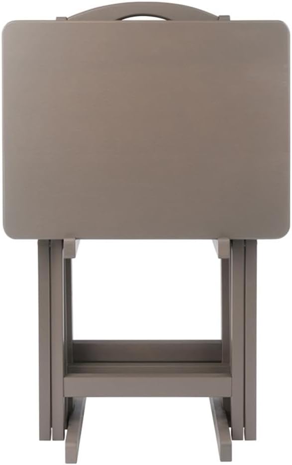 Pemberly Row Solid Wood 5-Pc Snack Table Set, Oyster Gray Finish, Rectangular...