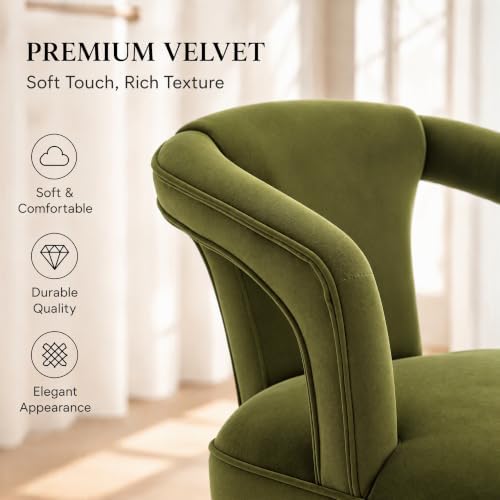 Hyfirm Olive-Green Velvet Dining Chairs Set of 4, Modern Upholstered Solid Wo...