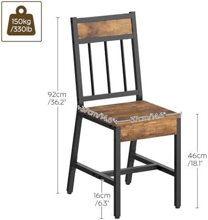 YATINEY Dining Chairs Set of 4, Industrial Kitchen Chairs with Metal Frame, S...
