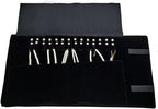 Velet Travel Jewelry Case Roll Bag Organizer for Necklace Bracelet Black Gray Velvet (Black Velvet)