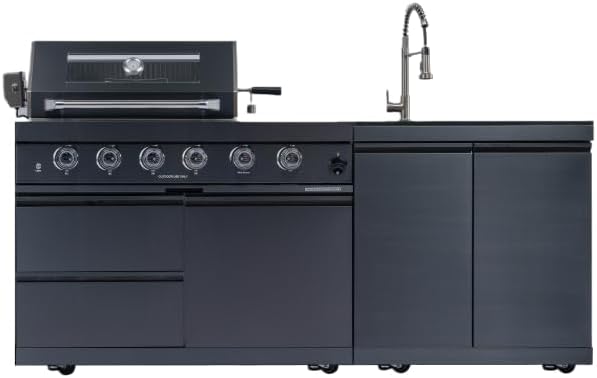 Premium Stainless Steel Outdoor Kitchen Island with Built-in Grill, Rotisseri...