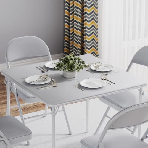VECELO Portable Folding Card Table Square and Chair Set (5pc) with Collapsibl...
