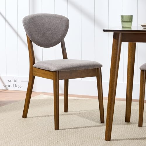 Best Choice Products Wooden Dining Chairs, Wood Mid-Century Modern Upholstere...