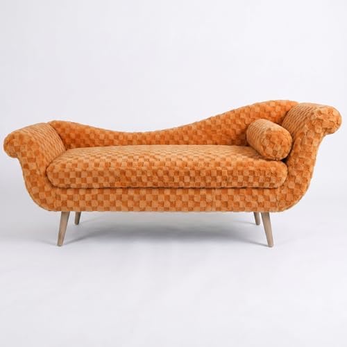 ERYE Upholstered Left Facing Chaise Lounge Chair W/Scroll Arms and Wood Legs,...