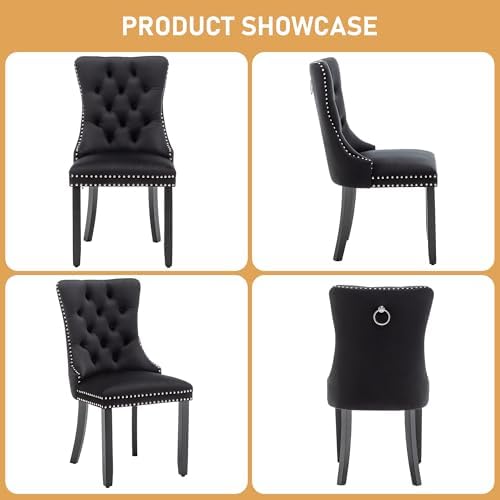 Velvet Dining Chairs, Black Dining Chairs Set of 4