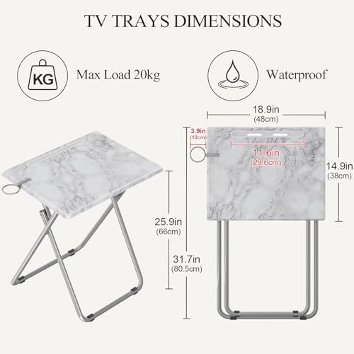 TV Tray Table,Folding Table with Cup Holder Portable,Foldable Snack Tray for ...