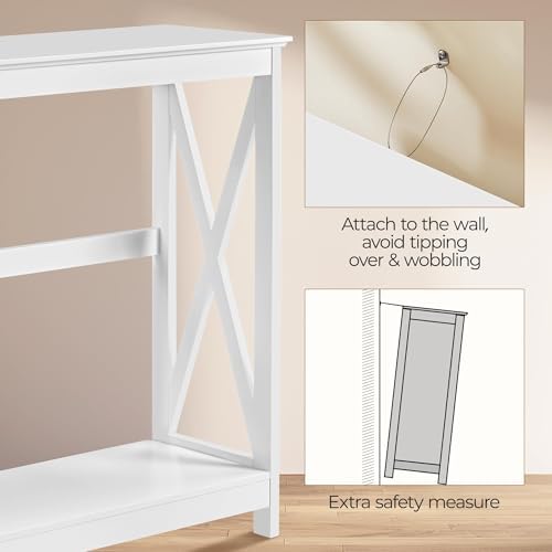 Yaheetech Narrow White Entryway Console Table, 2-Tier X-Frame Storage Shelf |...