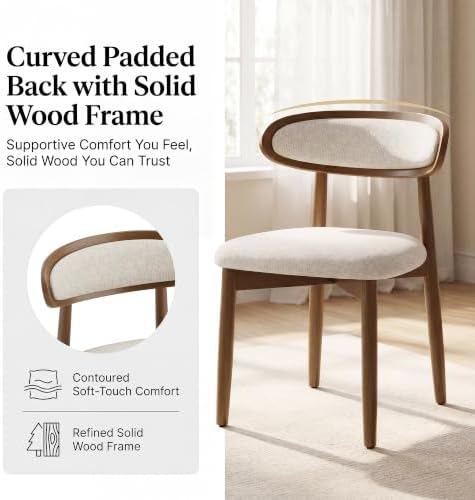 Wooden Dining Chairs set of 2, Farmhouse Dinner Chairs with Curved Back