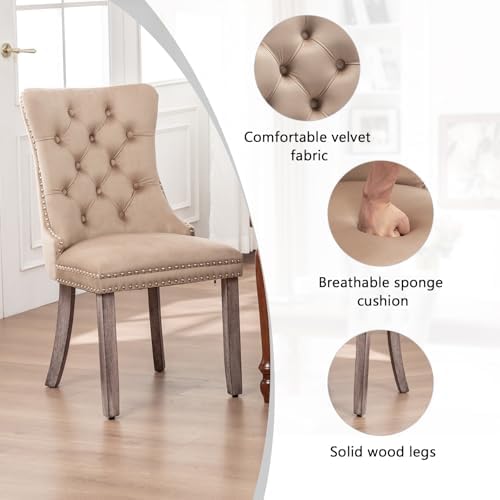 Hixkol Velvet Dining Chairs Set of 4,Upholstered Dining Chairs with Ring Pull...